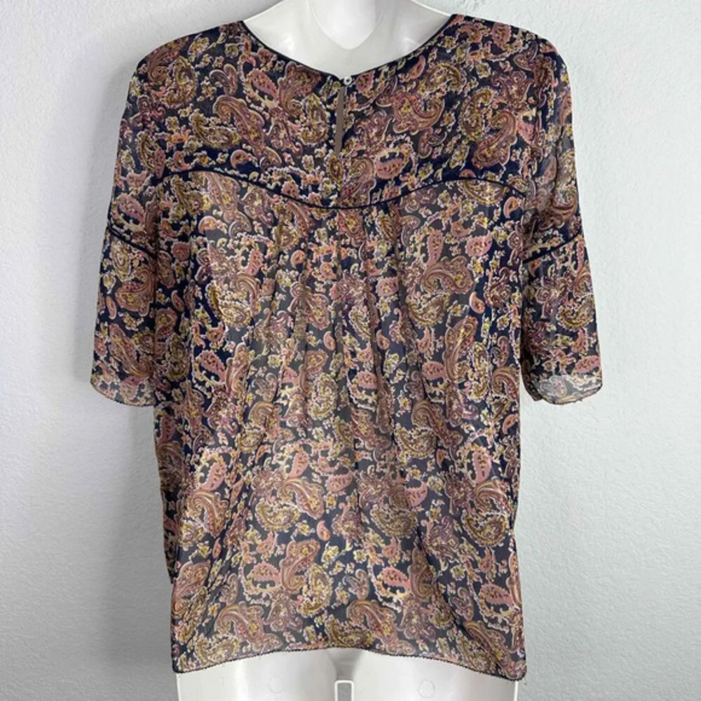 Sfera Shirt Women's S Paisley Sheer Boho Cottagecore Fairy Bell Sleeve Blouse - Picture 2 of 6